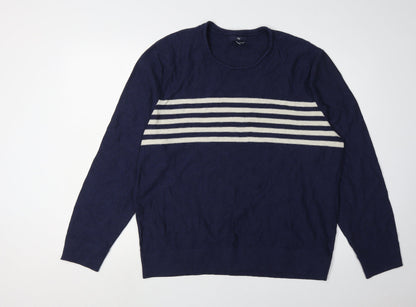Gap Men's XL Blue Striped Pullover Jumper