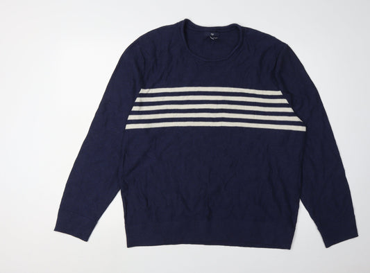 Gap Men's XL Blue Striped Pullover Jumper