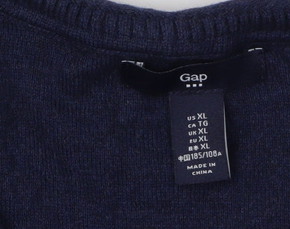Gap Men's XL Blue Striped Pullover Jumper