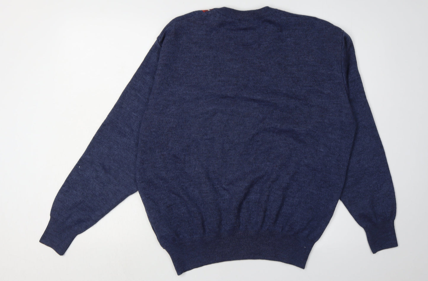 Gabicci Men's Blue XL V-Neck Cable-Knit Jumper