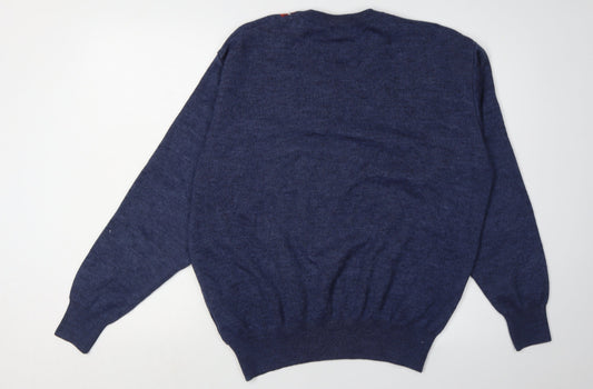 Gabicci Men's Blue XL V-Neck Cable-Knit Jumper