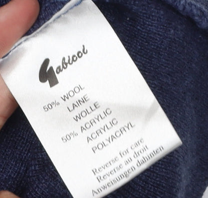 Gabicci Men's Blue XL V-Neck Cable-Knit Jumper