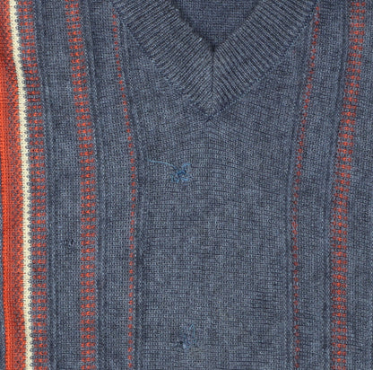 Gabicci Men's Blue XL V-Neck Cable-Knit Jumper