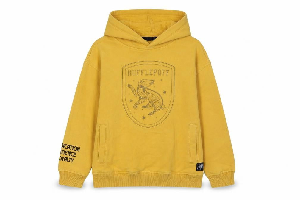 Front view of Marks & Spencer boys’ yellow hufflepuff hoodie 8-9 years