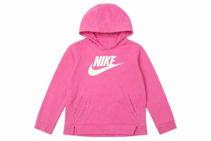 Front view of Nike girls’ pink pullover hoodie - m | casual & comfy