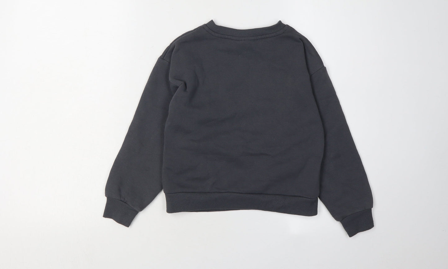 Barbie Girls Black Pullover Sweatshirt 7-8 Years Logo Print