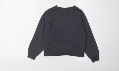 Barbie Girls Black Pullover Sweatshirt 7-8 Years Logo Print