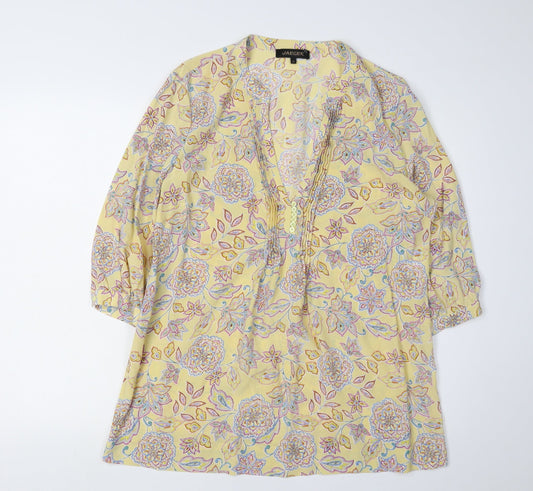 Jaeger Women's Multicoloured Floral Silk Blouse M