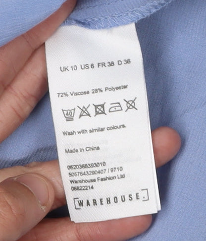 Womens UK Size 10 Warehouse Blue Basic Blouse
