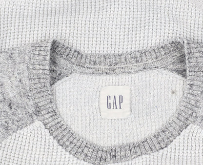 GAP Men's Grey Waffle-Knit Pullover Jumper