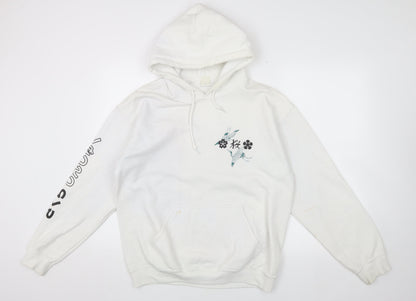 Urban Outfitters Men's S White Pullover Hoodie, Cherry Blossom