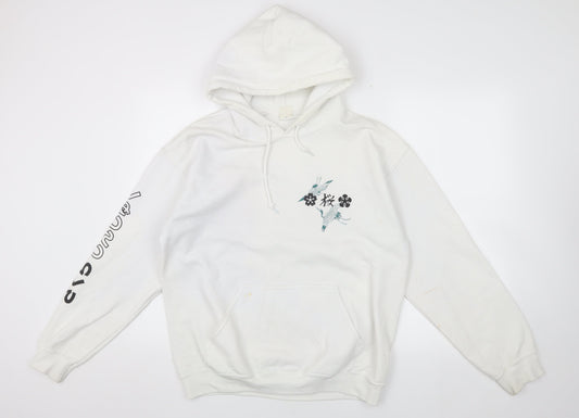 Urban Outfitters Men's S White Pullover Hoodie, Cherry Blossom