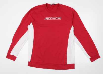 Spill The Tea London Men's Red Pullover Sweatshirt L