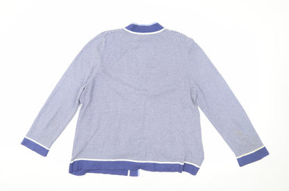 Eastex Women's Blue Size 16 Striped Cardigan