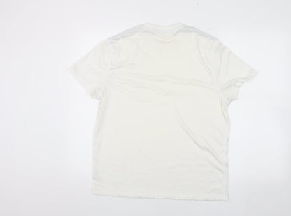 Men's White Crew Neck T-Shirt, Size M