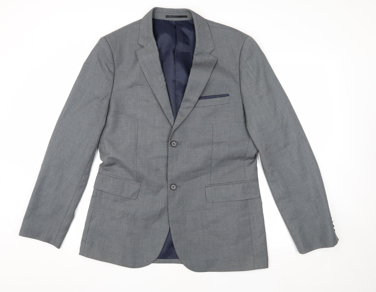 Mens UK Size 40 Topman Regular Grey Suit Jacket