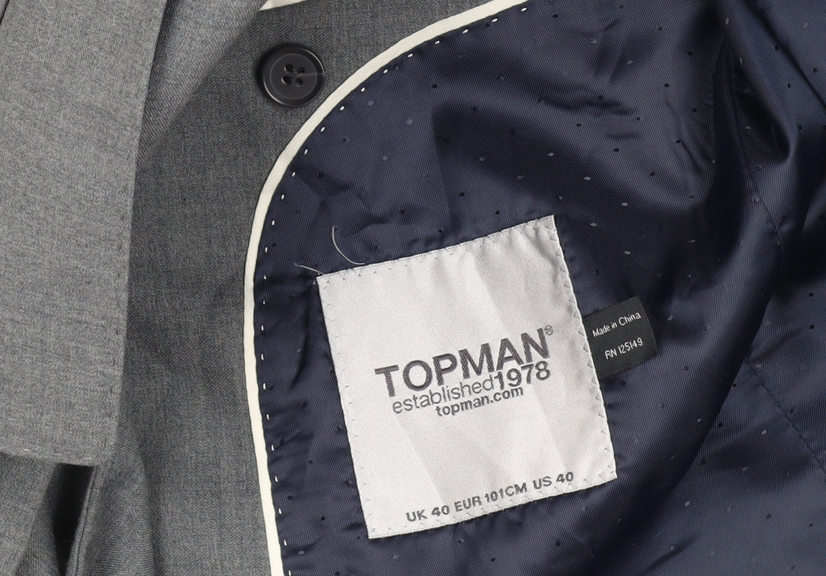 Mens UK Size 40 Topman Regular Grey Suit Jacket