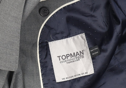 Mens UK Size 40 Topman Regular Grey Suit Jacket