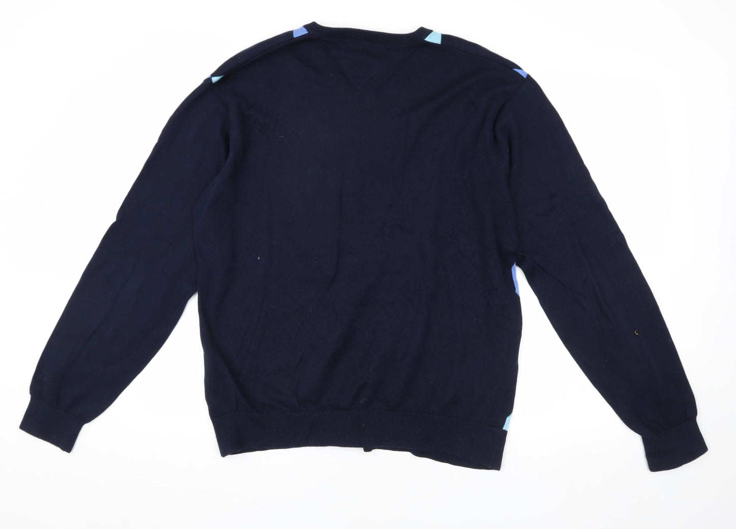 Tommy Hilfiger Men's Blue V-Neck Argyle Jumper M