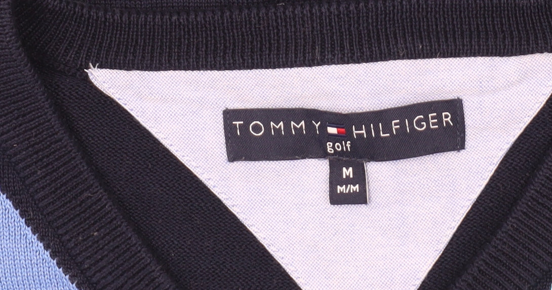 Tommy Hilfiger Men's Blue V-Neck Argyle Jumper M