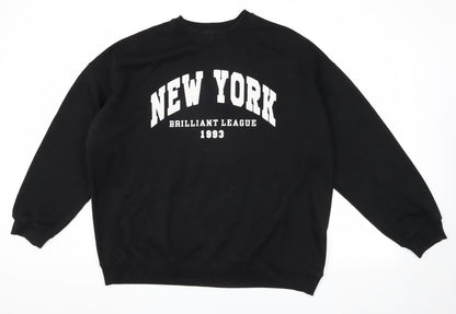 Mens UK Size L Bershka Black Pullover Sweatshirt