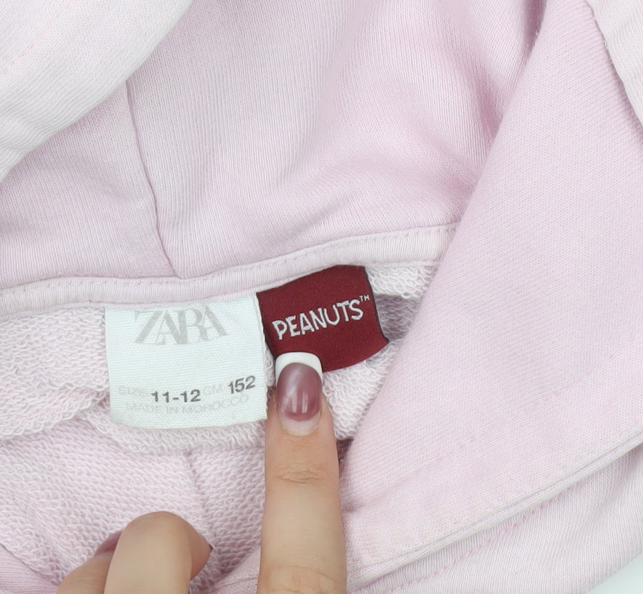 Zara Girls Pink Peanuts Snoopy Hoodie 152 Pullover