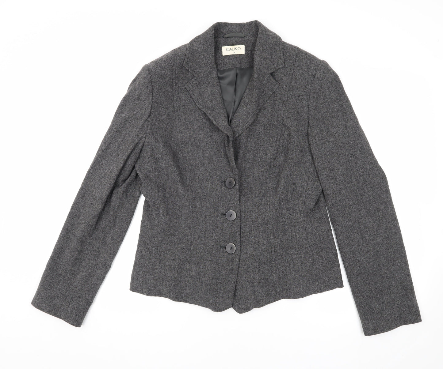 Kaliko Women's Grey Blazer Size 14 Regular Notch Lapel