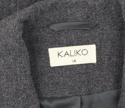Kaliko Women's Grey Blazer Size 14 Regular Notch Lapel