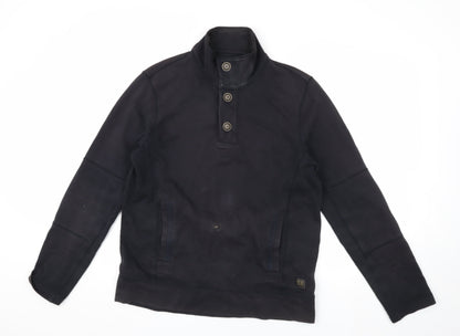 Boss Orange Men's Black Henley Sweatshirt M