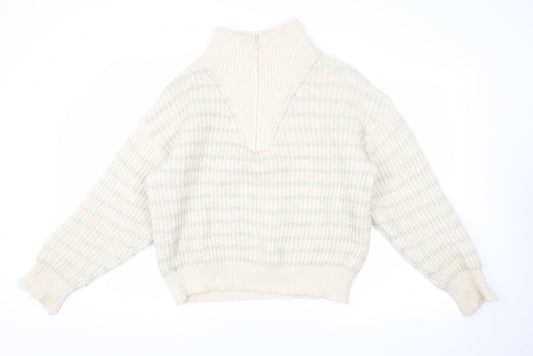 Womens UK Size M MNG Beige Henley Jumper