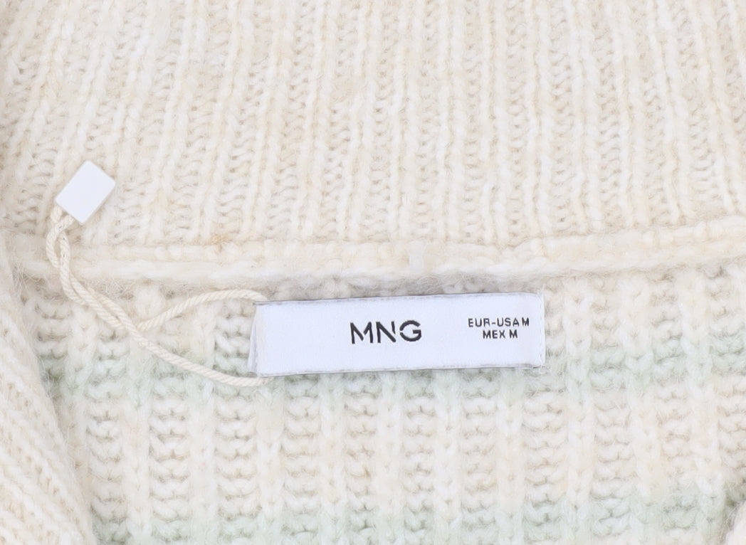 Womens UK Size M MNG Beige Henley Jumper