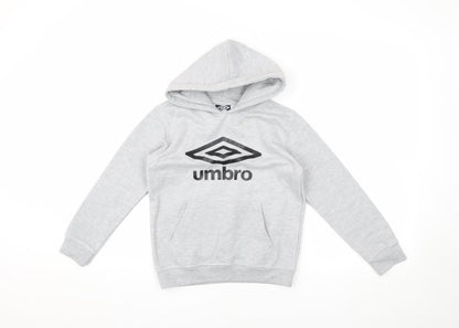 Umbro Boys Grey Pullover Hoodie 9-10 Years with Logo