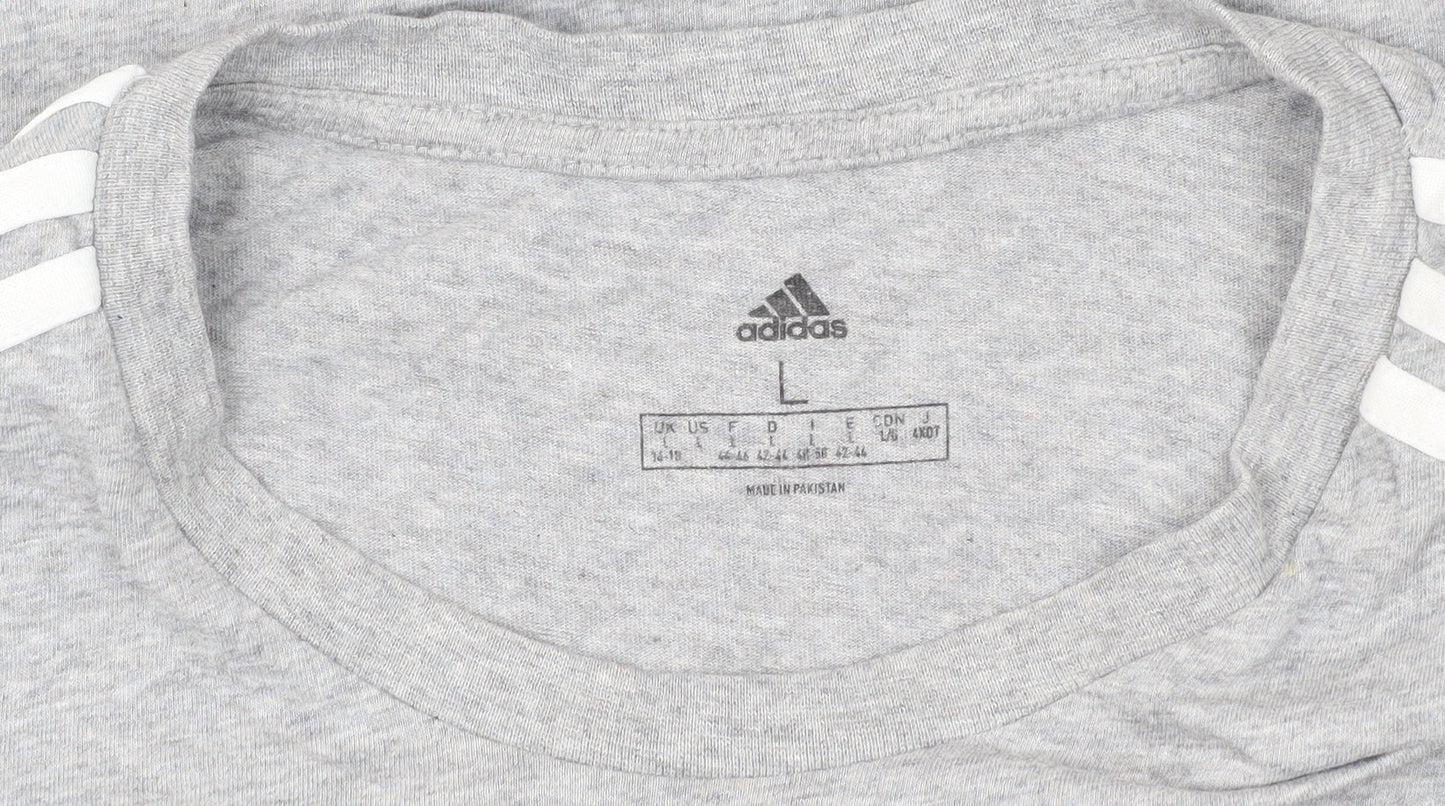 Adidas Men's Grey Large T-Shirt Short Sleeve