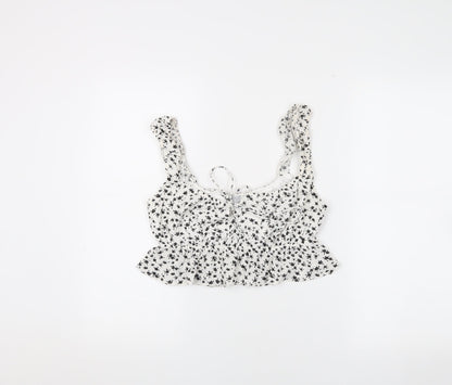 Womens UK Size M Bershka White Cropped Blouse
