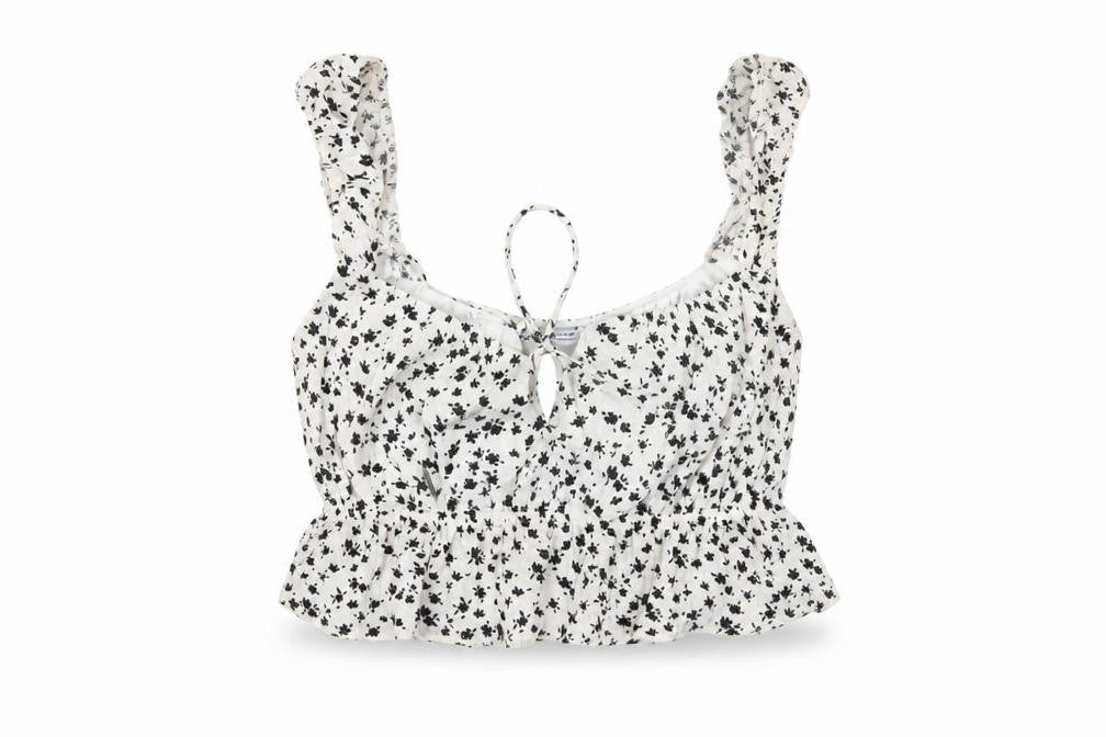 Womens UK Size M Bershka White Cropped Blouse