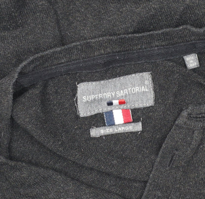 Superdry Men's Black Henley Jumper, Size L