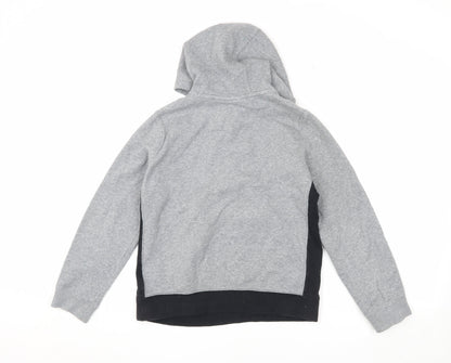 Nike Boys Grey Black Pullover Hoodie L with Zip Pocket