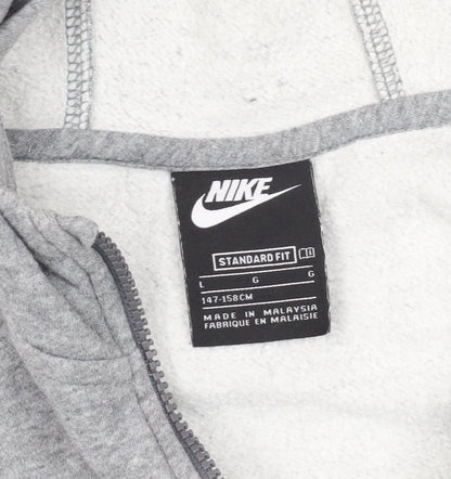 Nike Boys Grey Black Pullover Hoodie L with Zip Pocket