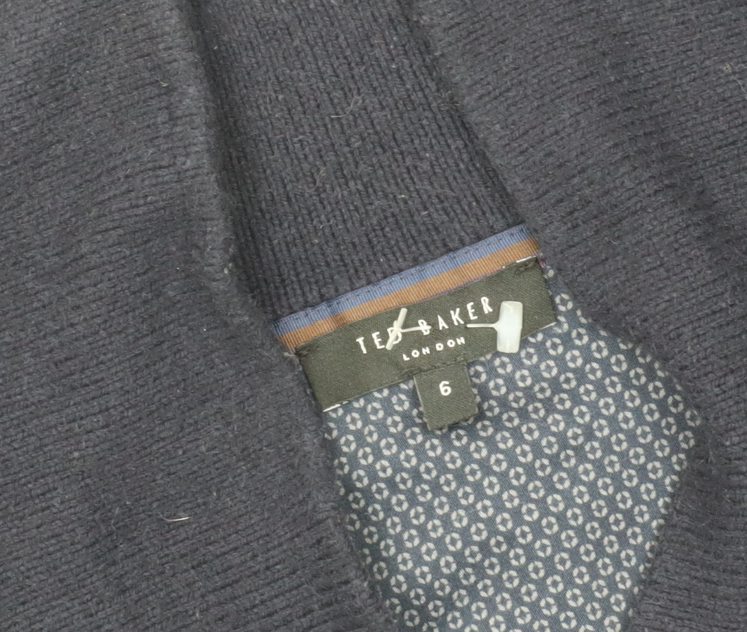 Ted Baker Men's Blue Cardigan, Size 6, Heavyweight