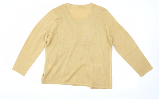 Damart Women's Gold Beaded Cardigan L V-Neck Party