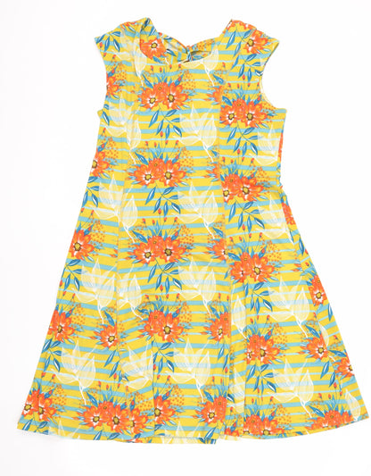 Klass Women's Yellow Floral Fit & Flare Dress Size 16