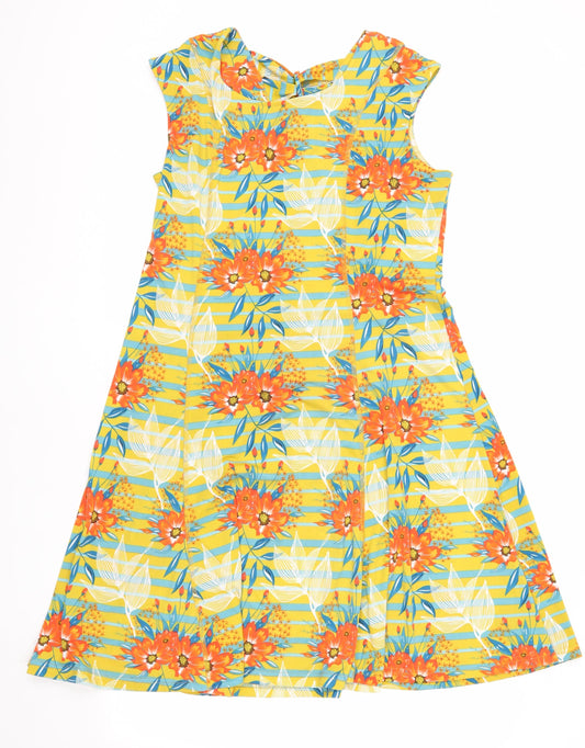 Klass Women's Yellow Floral Fit & Flare Dress Size 16