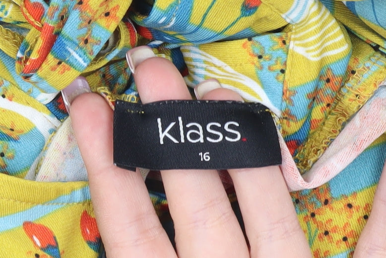 Klass Women's Yellow Floral Fit & Flare Dress Size 16