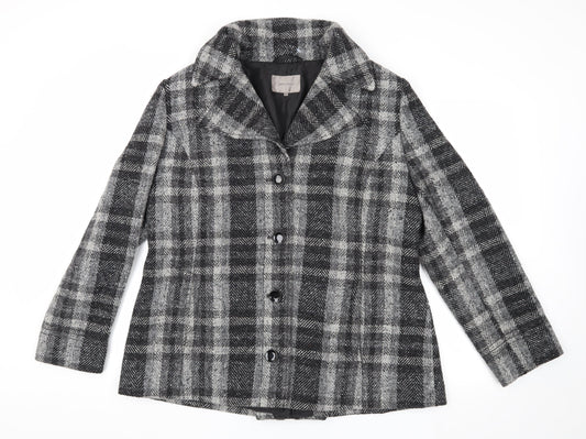 John Lewis Women's Grey Check Coat, Size 16, Classic Style