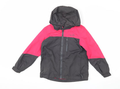 Peter Storm Girls Black Hibiscus Waterproof Jacket Size 7-8