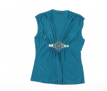 Womens UK Size L Planet Green Basic Blouse