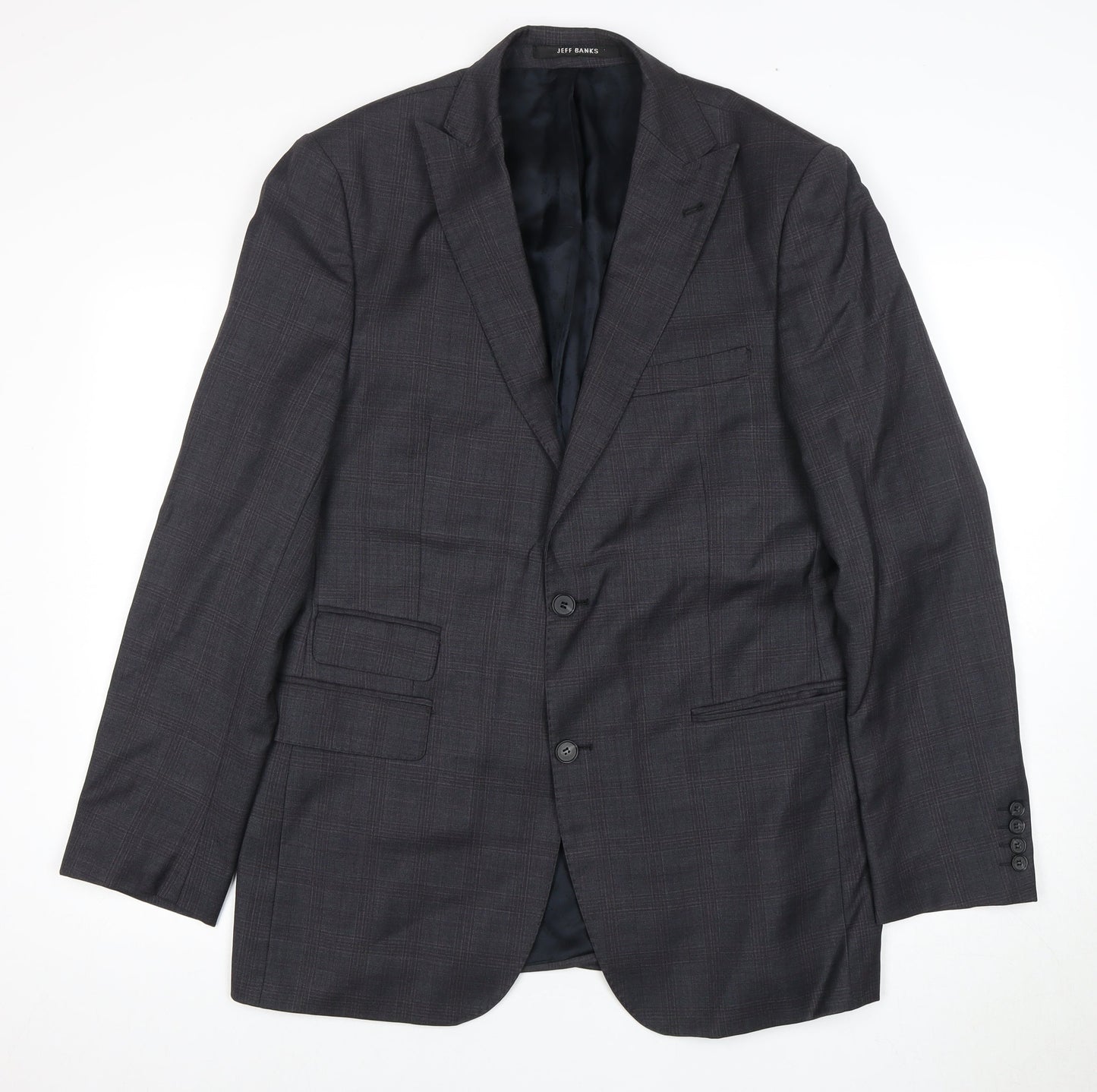 Mens UK Size 42 Jeff Banks Regular Grey Suit Jacket