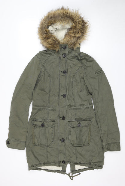 Abercrombie & Fitch Women's Green Parka Jacket S