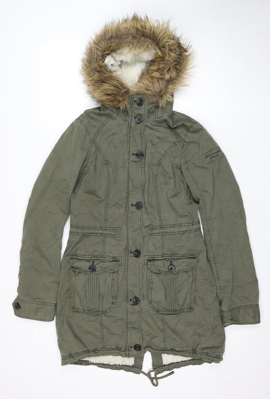 Abercrombie & Fitch Women's Green Parka Jacket S
