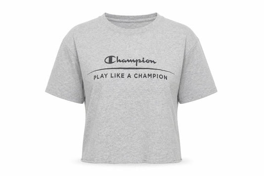 Front view of Champion Grey T-Shirt unisex s casual crew neck